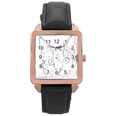 Cat Feline Animal Pet Rose Gold Leather Watch  by Sapixe