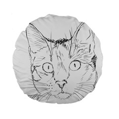 Cat Feline Animal Pet Standard 15  Premium Flano Round Cushions by Sapixe