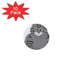 Cat Kitty Gray Tiger Tabby Pet 1  Mini Buttons (10 Pack)  by Sapixe