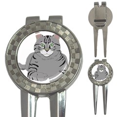 Cat Kitty Gray Tiger Tabby Pet 3-in-1 Golf Divots by Sapixe