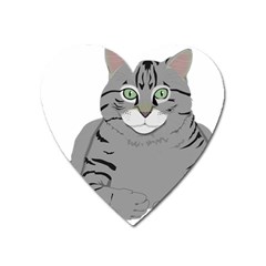 Cat Kitty Gray Tiger Tabby Pet Heart Magnet by Sapixe