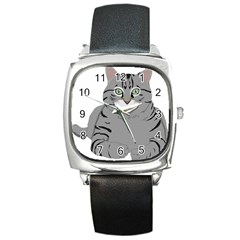 Cat Kitty Gray Tiger Tabby Pet Square Metal Watch by Sapixe