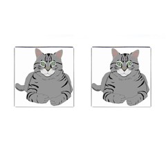 Cat Kitty Gray Tiger Tabby Pet Cufflinks (square) by Sapixe