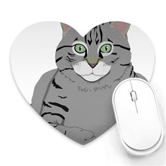 Cat Kitty Gray Tiger Tabby Pet Heart Mousepads by Sapixe