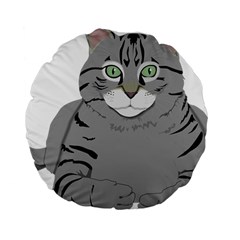 Cat Kitty Gray Tiger Tabby Pet Standard 15  Premium Round Cushions