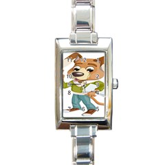 Dog Pet Dressed Point Papers Rectangle Italian Charm Watch by Sapixe