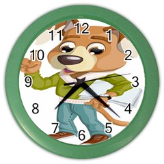 Dog Pet Dressed Point Papers Color Wall Clocks by Sapixe