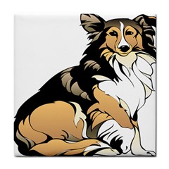 Dog Sitting Pet Collie Animal Tile Coasters by Sapixe