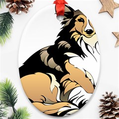 Dog Sitting Pet Collie Animal Ornament (oval) by Sapixe