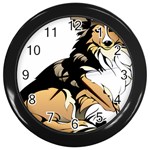 Dog Sitting Pet Collie Animal Wall Clocks (Black) Front