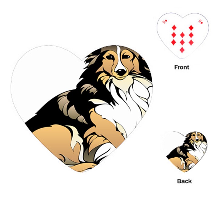 Dog Sitting Pet Collie Animal Playing Cards (Heart) 