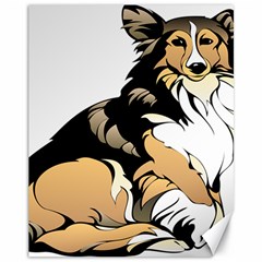 Dog Sitting Pet Collie Animal Canvas 11  X 14   by Sapixe