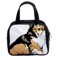 Dog Sitting Pet Collie Animal Classic Handbags (2 Sides) by Sapixe