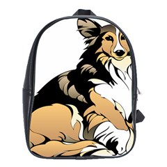 Dog Sitting Pet Collie Animal School Bag (large) by Sapixe