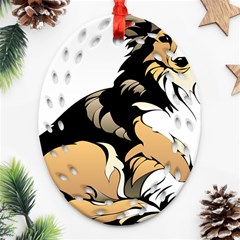 Dog Sitting Pet Collie Animal Ornament (oval Filigree) by Sapixe