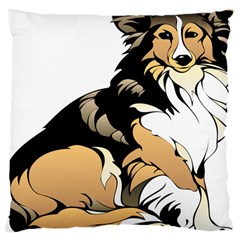 Dog Sitting Pet Collie Animal Large Cushion Case (two Sides) by Sapixe