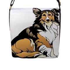 Dog Sitting Pet Collie Animal Flap Messenger Bag (l)  by Sapixe