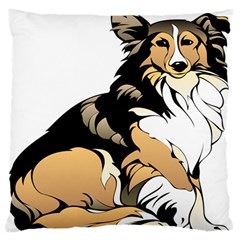 Dog Sitting Pet Collie Animal Standard Flano Cushion Case (two Sides) by Sapixe