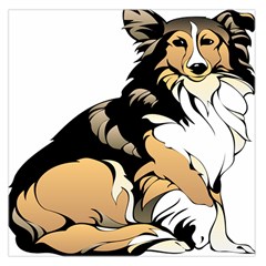 Dog Sitting Pet Collie Animal Large Satin Scarf (square) by Sapixe