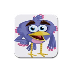 Bird Violet Beak Feather Fun Rubber Square Coaster (4 Pack)  by Sapixe