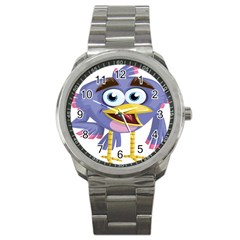 Bird Violet Beak Feather Fun Sport Metal Watch by Sapixe