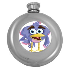 Bird Violet Beak Feather Fun Round Hip Flask (5 Oz) by Sapixe