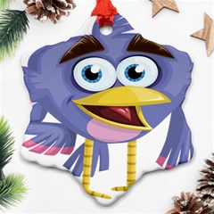 Bird Violet Beak Feather Fun Snowflake Ornament (two Sides) by Sapixe