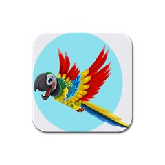 Parrot Animal Bird Wild Zoo Fauna Rubber Square Coaster (4 Pack)  by Sapixe