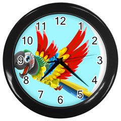 Parrot Animal Bird Wild Zoo Fauna Wall Clocks (black) by Sapixe