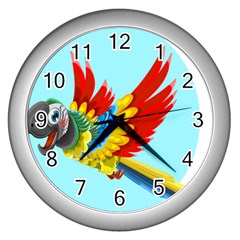 Parrot Animal Bird Wild Zoo Fauna Wall Clocks (silver)  by Sapixe