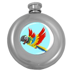 Parrot Animal Bird Wild Zoo Fauna Round Hip Flask (5 Oz) by Sapixe