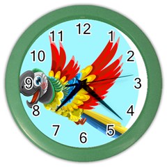 Parrot Animal Bird Wild Zoo Fauna Color Wall Clocks by Sapixe