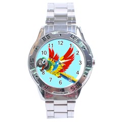 Parrot Animal Bird Wild Zoo Fauna Stainless Steel Analogue Watch by Sapixe