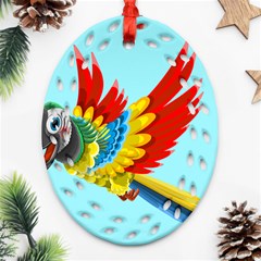 Parrot Animal Bird Wild Zoo Fauna Oval Filigree Ornament (two Sides) by Sapixe