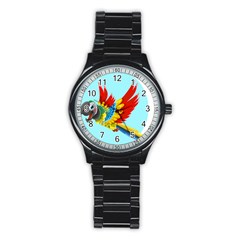 Parrot Animal Bird Wild Zoo Fauna Stainless Steel Round Watch by Sapixe