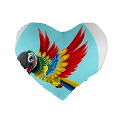 Parrot Animal Bird Wild Zoo Fauna Standard 16  Premium Flano Heart Shape Cushions by Sapixe