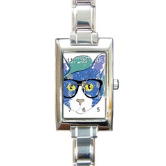 Drawing Cat Pet Feline Pencil Rectangle Italian Charm Watch by Sapixe