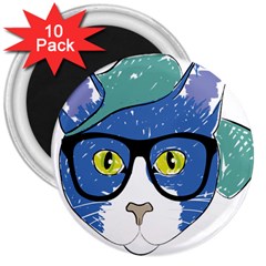 Drawing Cat Pet Feline Pencil 3  Magnets (10 Pack)  by Sapixe