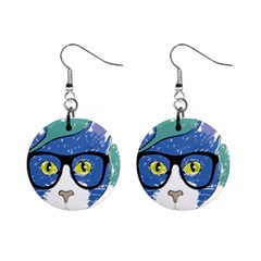 Drawing Cat Pet Feline Pencil Mini Button Earrings by Sapixe