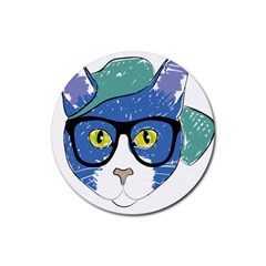 Drawing Cat Pet Feline Pencil Rubber Coaster (round)  by Sapixe