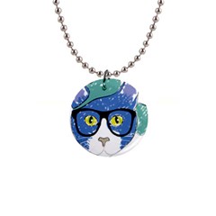 Drawing Cat Pet Feline Pencil Button Necklaces by Sapixe