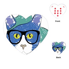 Drawing Cat Pet Feline Pencil Playing Cards (heart) 