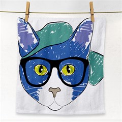 Drawing Cat Pet Feline Pencil Face Towel by Sapixe