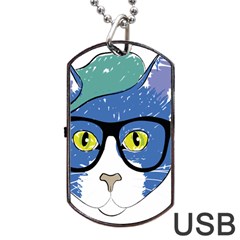 Drawing Cat Pet Feline Pencil Dog Tag Usb Flash (one Side) by Sapixe