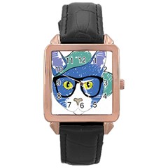 Drawing Cat Pet Feline Pencil Rose Gold Leather Watch  by Sapixe