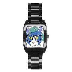 Drawing Cat Pet Feline Pencil Stainless Steel Barrel Watch by Sapixe