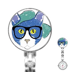 Drawing Cat Pet Feline Pencil Stainless Steel Nurses Watch by Sapixe