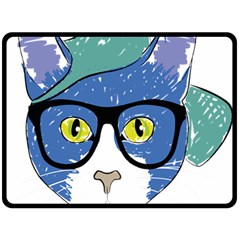 Drawing Cat Pet Feline Pencil Double Sided Fleece Blanket (large)  by Sapixe