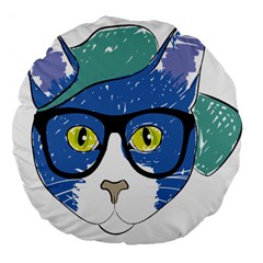 Drawing Cat Pet Feline Pencil Large 18  Premium Flano Round Cushions by Sapixe