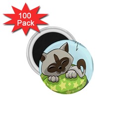 Kitten Kitty Cat Sleeping Sleep 1 75  Magnets (100 Pack)  by Sapixe